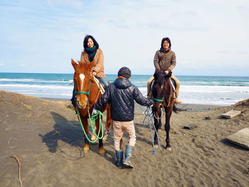 九十九里浜で乗馬体験